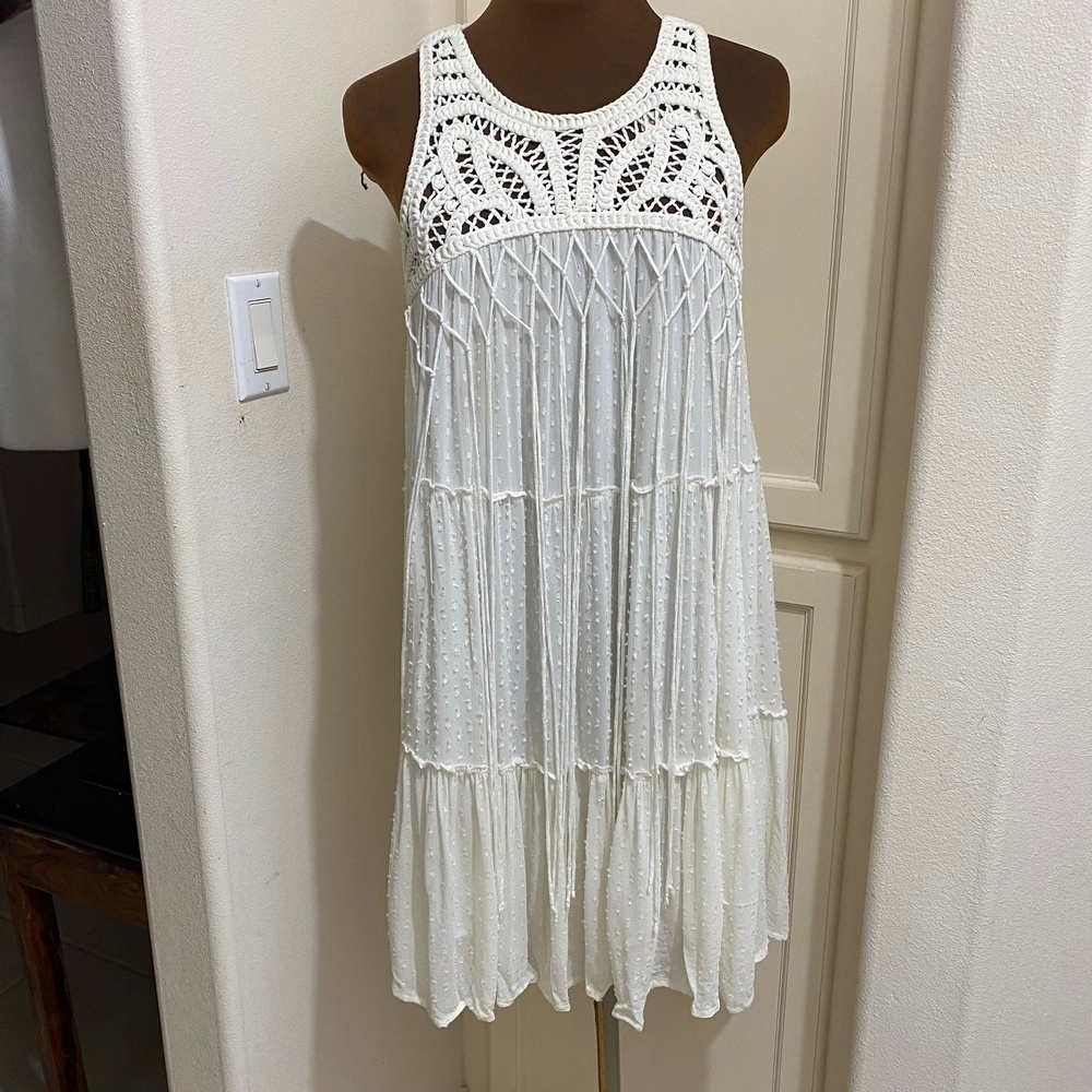 Zara Woman Mini Macrame Dress Size Medium